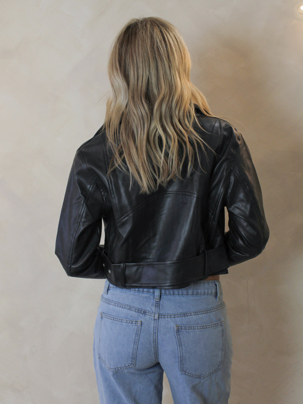 Faux Leather Black Biker Jacket