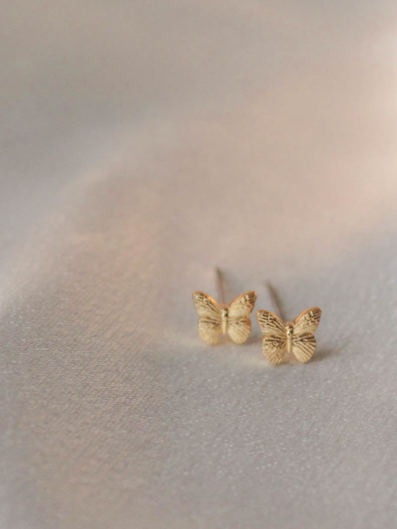 Tiny Gold Butterfly Studs