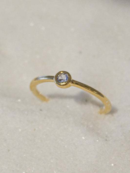 SIMPLE STUD RING WITH BLUE CZ STONE