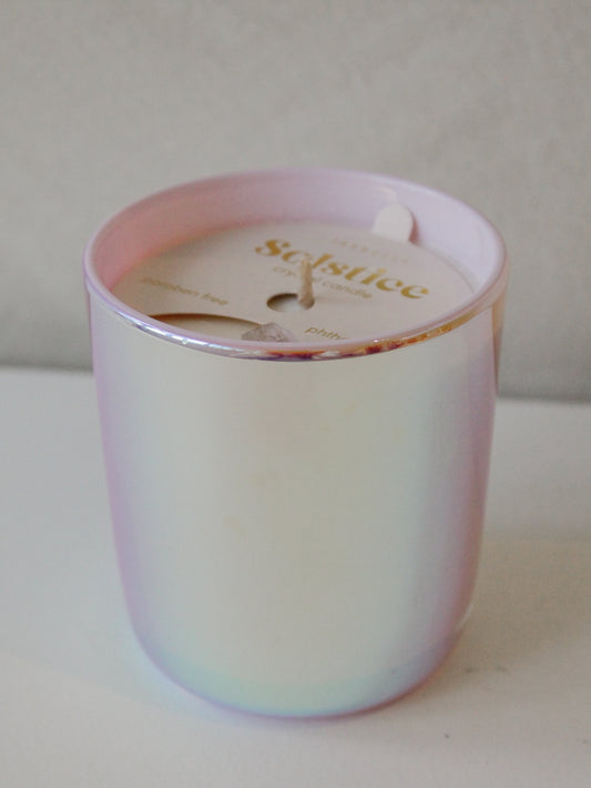 Grapefruit scented candle in a holographic pink jar