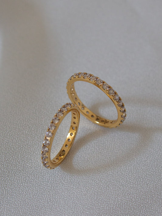 two gold eternity bands made for ring stacking