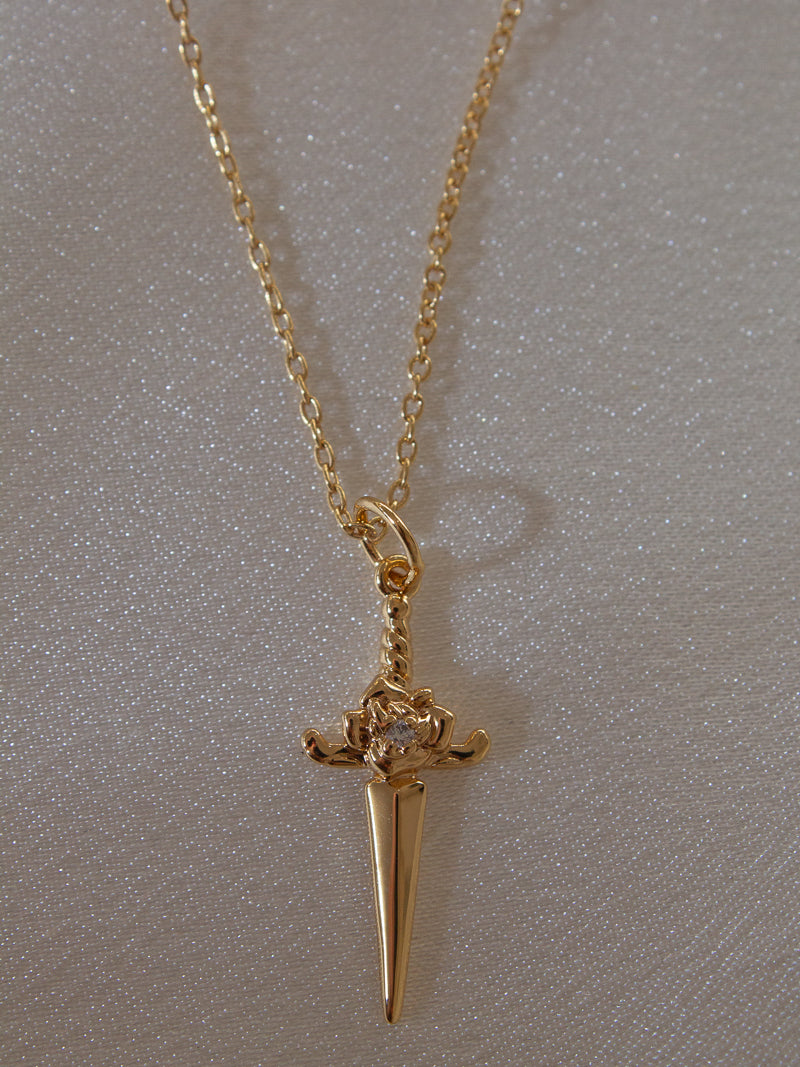 Gold Dagger Charm Necklace