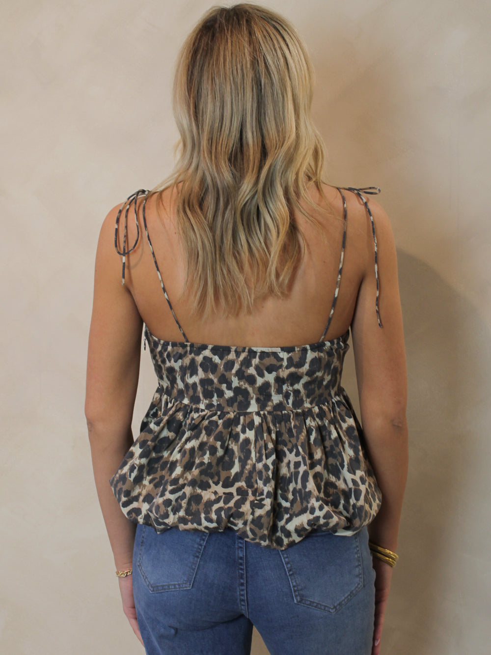 Leopard Tank Top with Bubble Hem