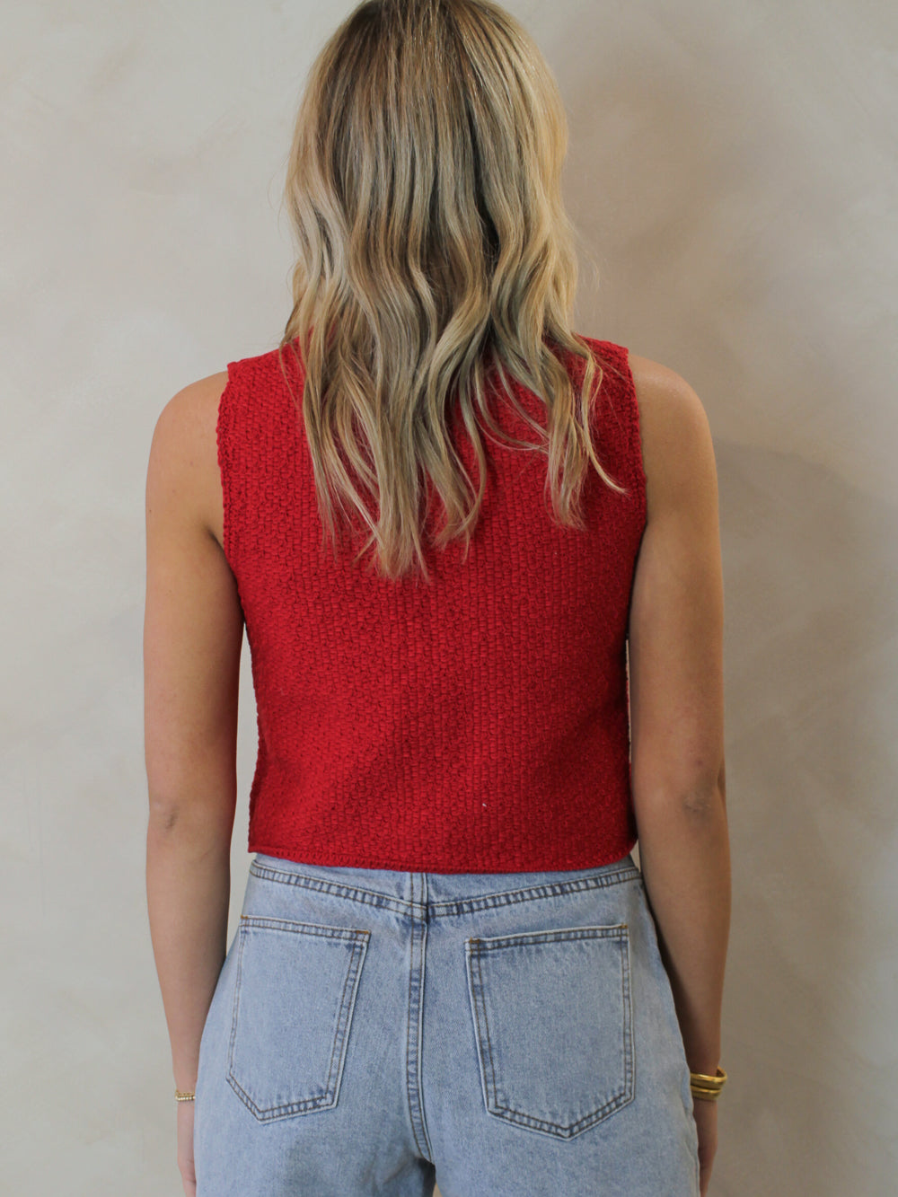 Red Cardigan Vest