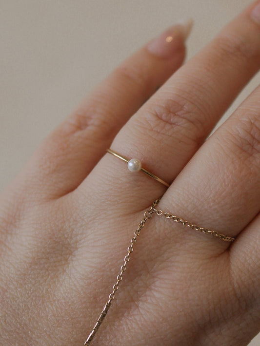 Gold Pearl Accent Ring