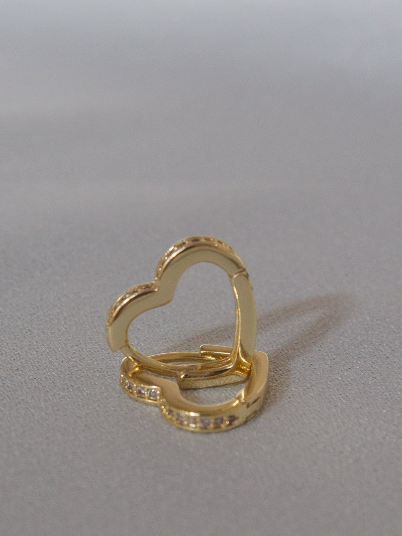 Small Heart Hoop Earrings in Gold