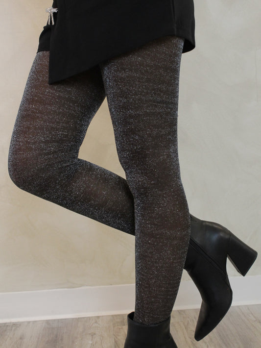 Black and Silver Shimmery Tights for Women
