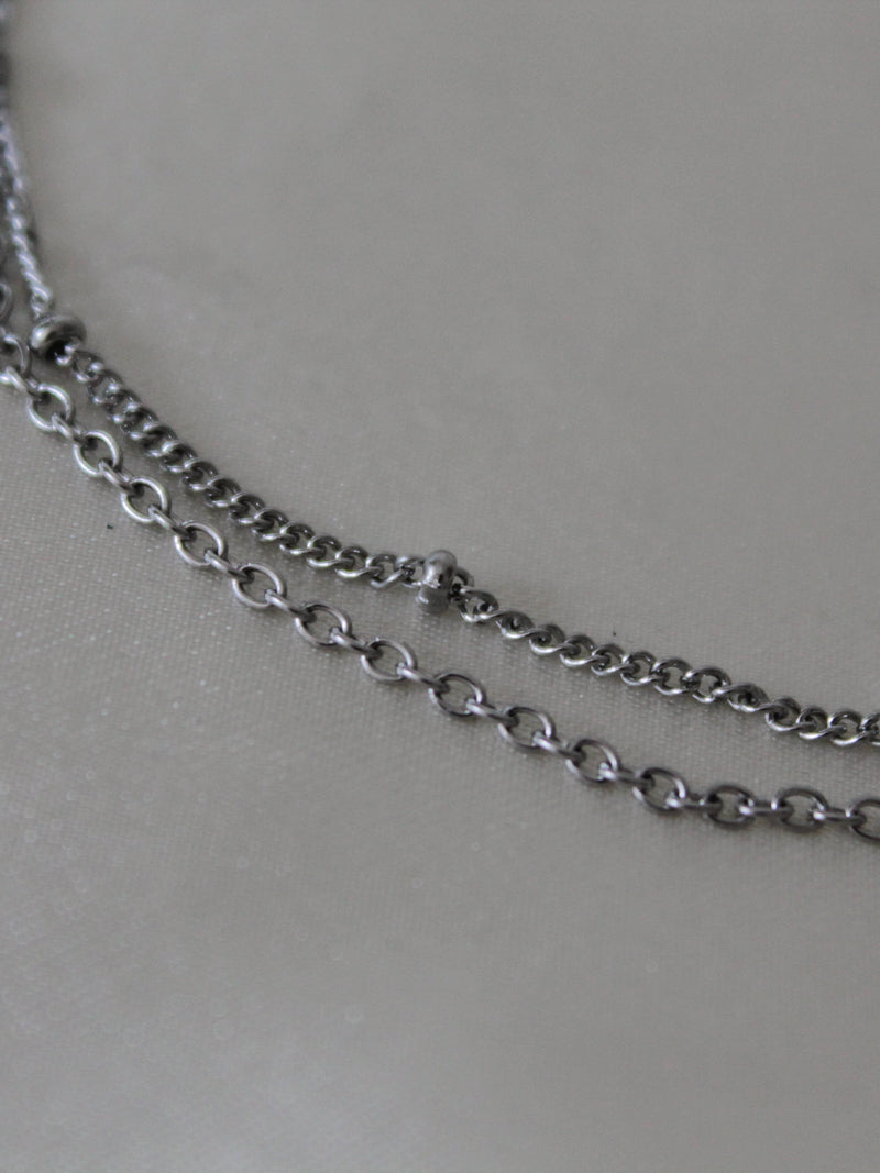 DOUBLE LAYERED ANKLET IN SILVER