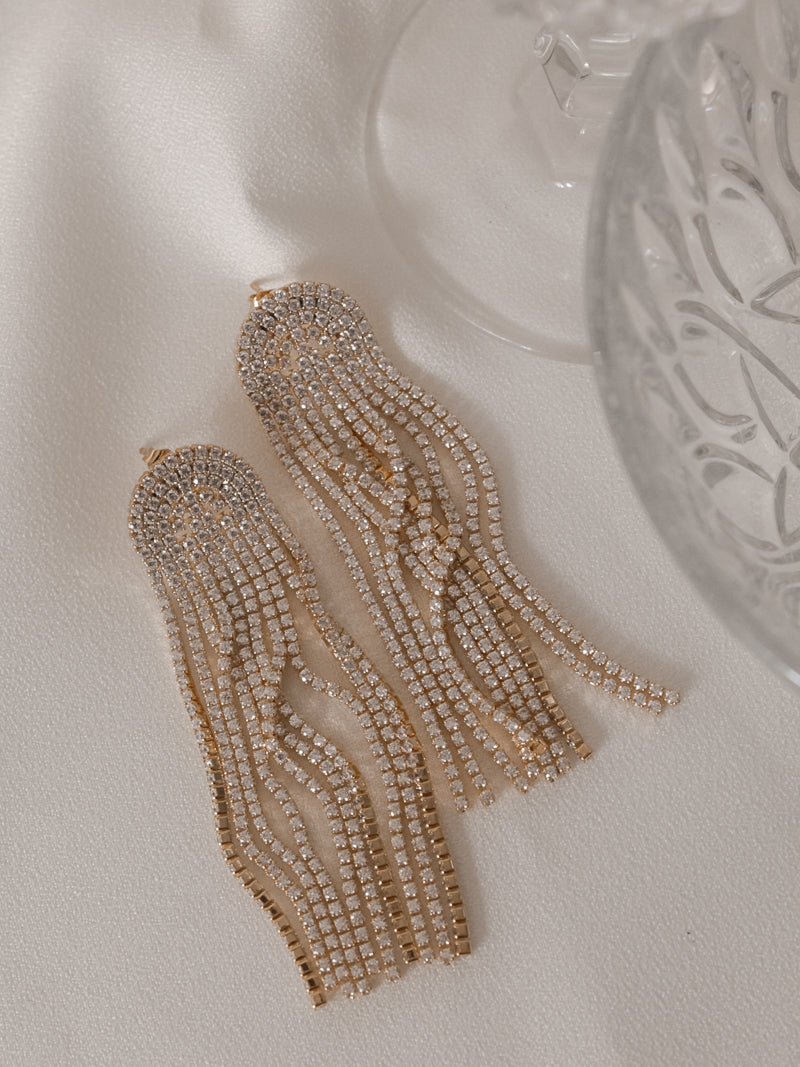 Fringe CZ Rhinestone Earrings