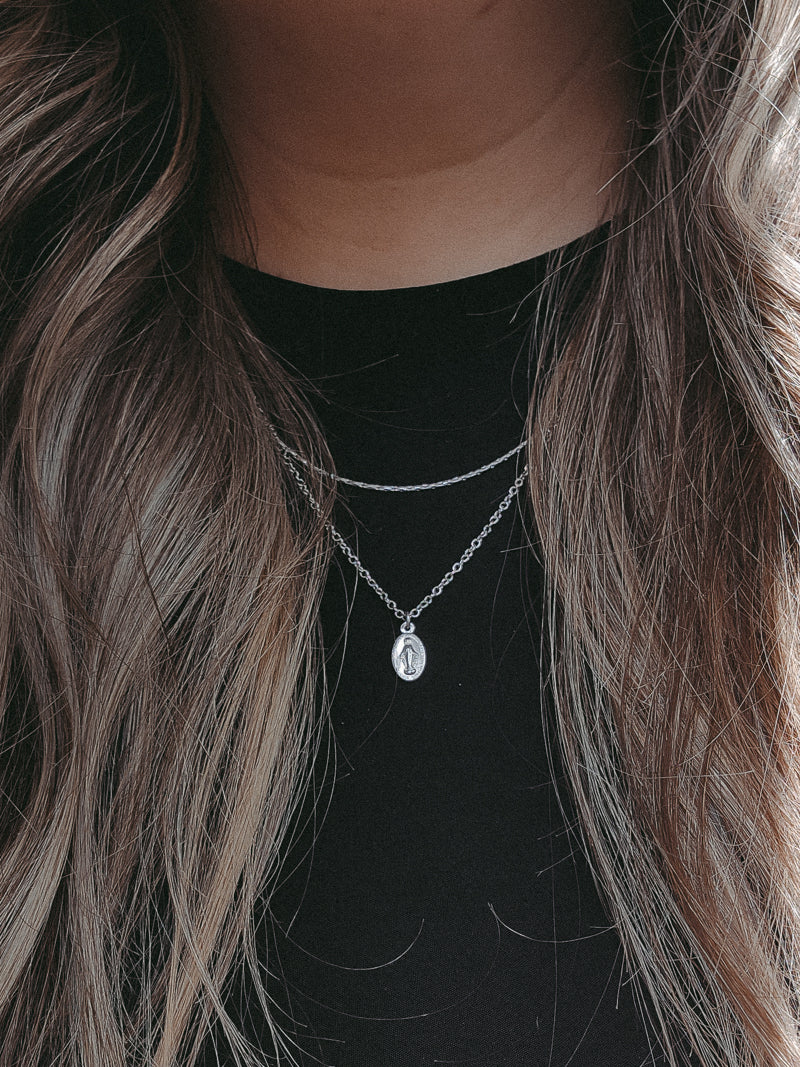 Layered Saint Necklace in Silver by Twenty Compass