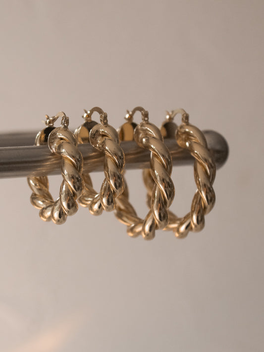 Gold Twisted Hoop Earring
