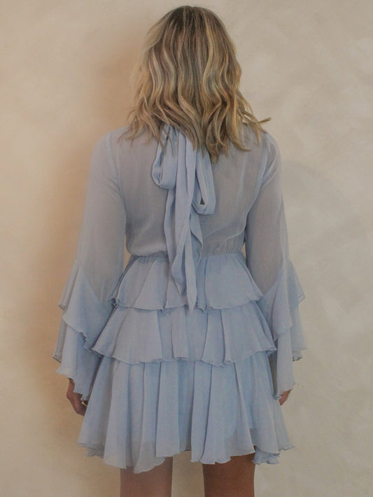 Light blue dress with ruffled layers