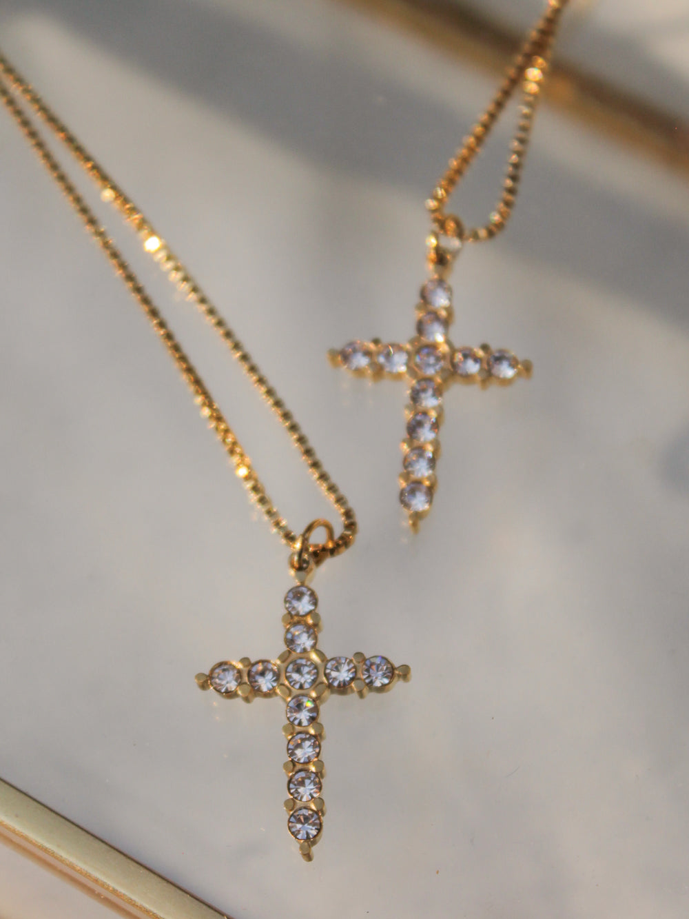 Gold Cross CZ Sparkle Necklace