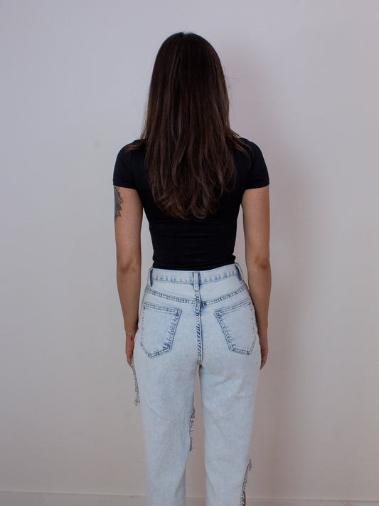 Black Short Sleeve Bodysuit Back