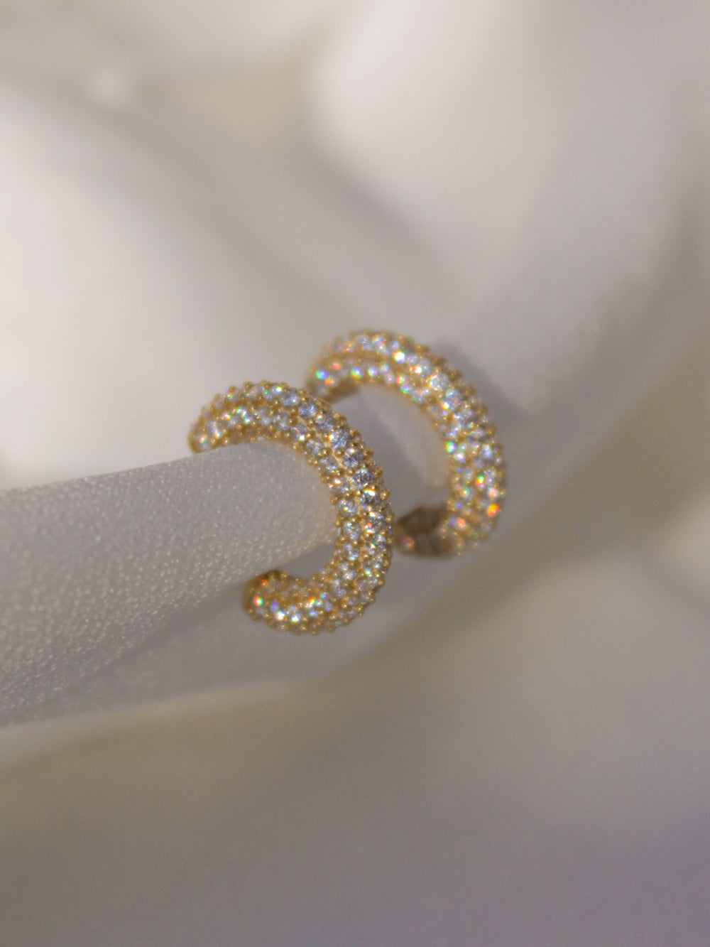 Gold Hoop Earrings with Cubic Zirconia Accents