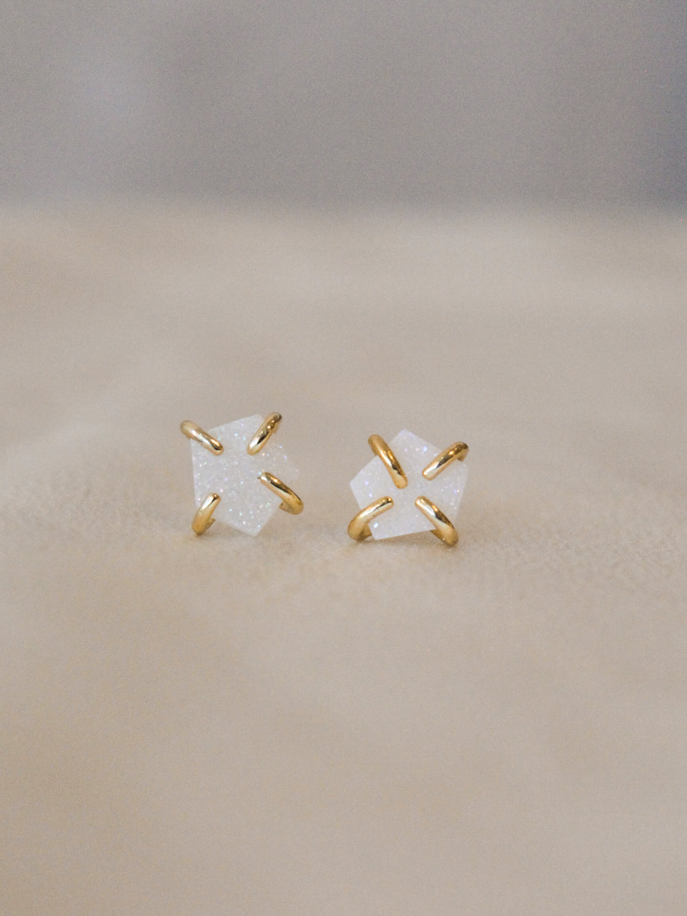 White Druzy Stud Earring | Jax Kelly
