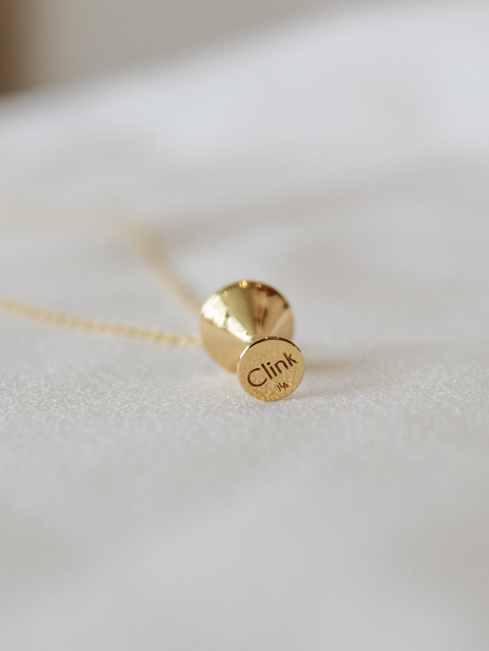 Martini Glass Charm Necklace with the word Clink on the bottom of the glass