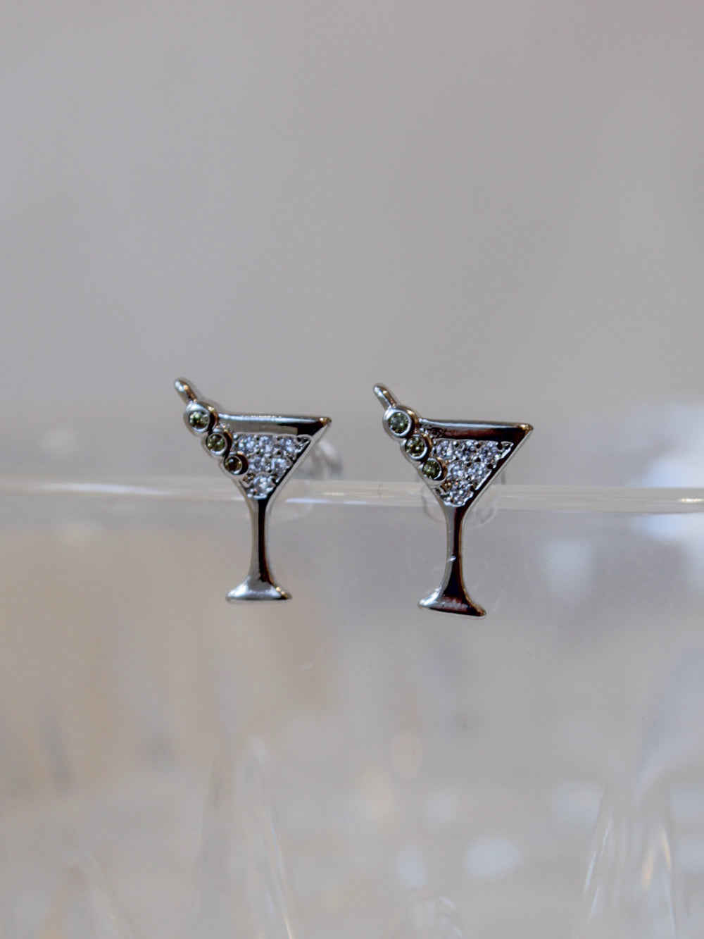 Silver martini stud earrings