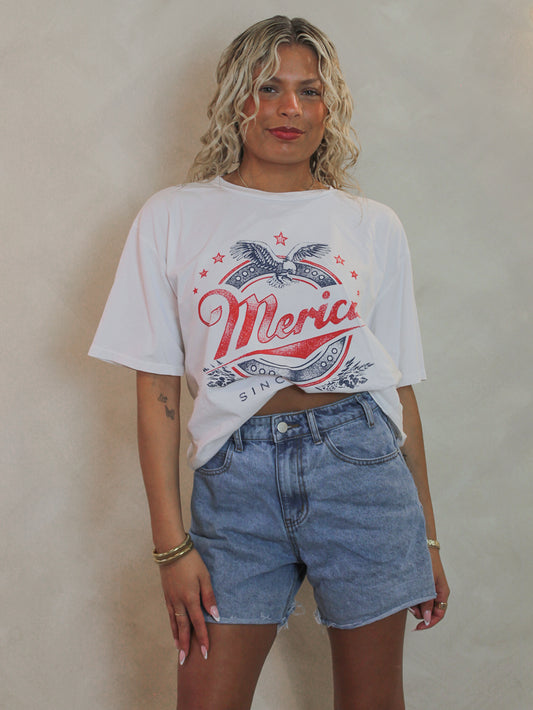 Oversized 'Merica Graphic Tee for Women