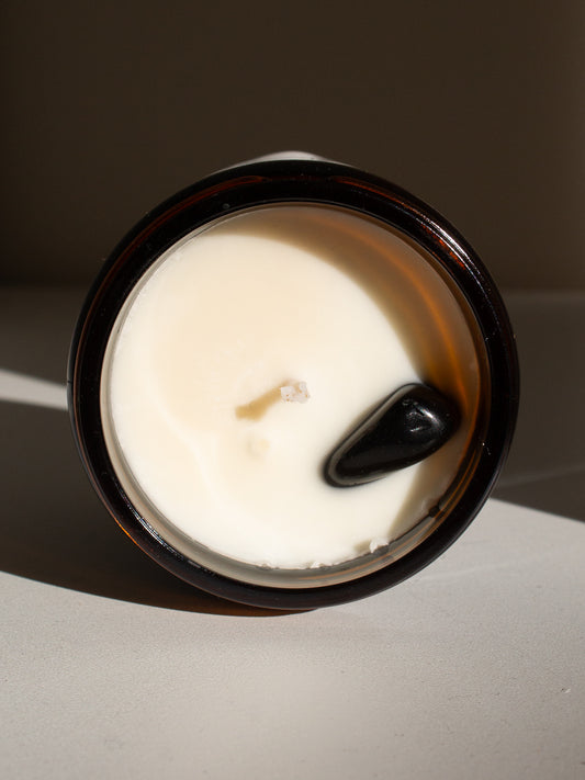 Black Obsidian Crystal Candle