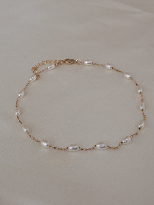 Dainty Pearl & Chain Anklet