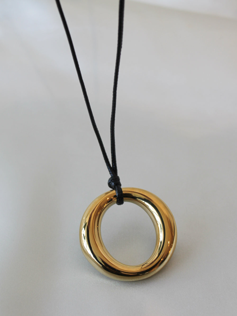 Open Circle Pendant Necklace on a Leather Chain