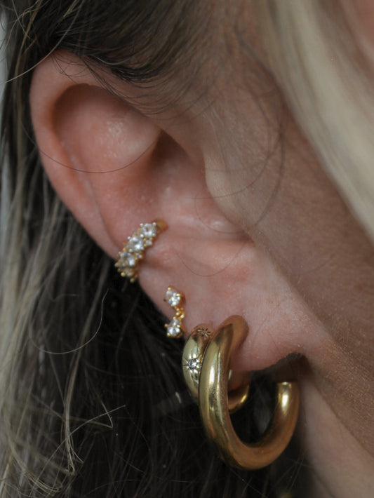 Gold hoop earring stack