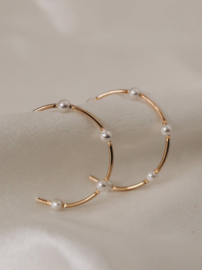 Pearl accent hoop earrings for summer