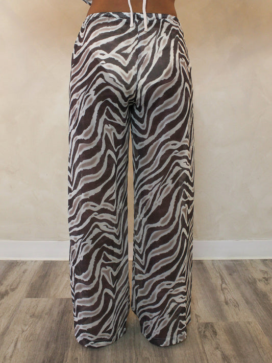 Sheer, zebra print cover up pants