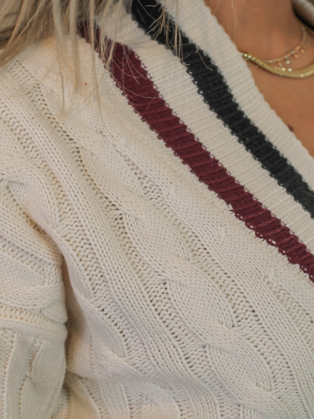 Steve Madden Addison Sweater with varsity striped details