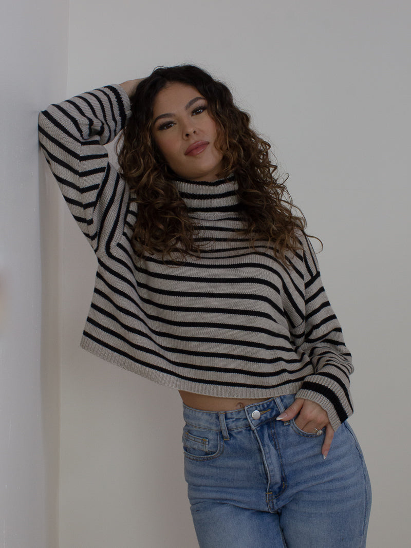 Grey & black striped sweater