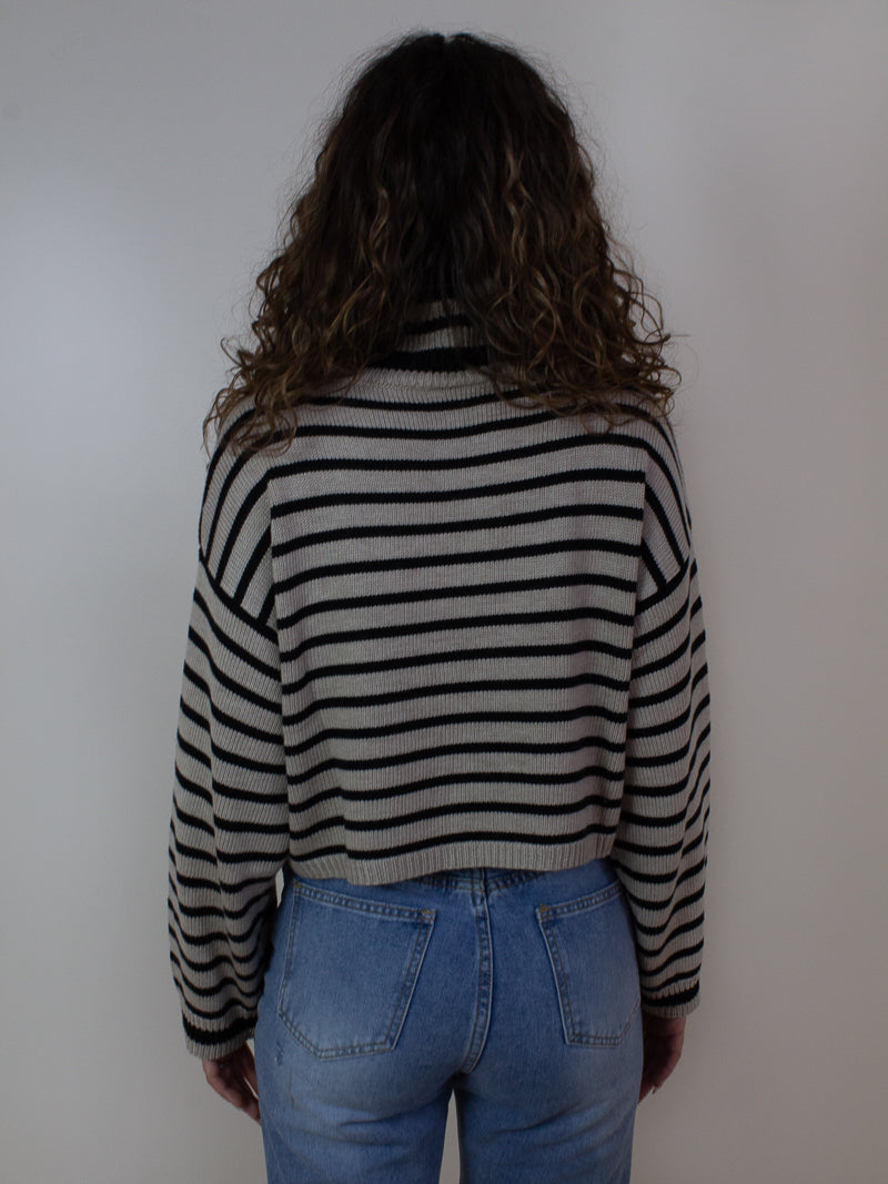 black and grey turtle neck sweater