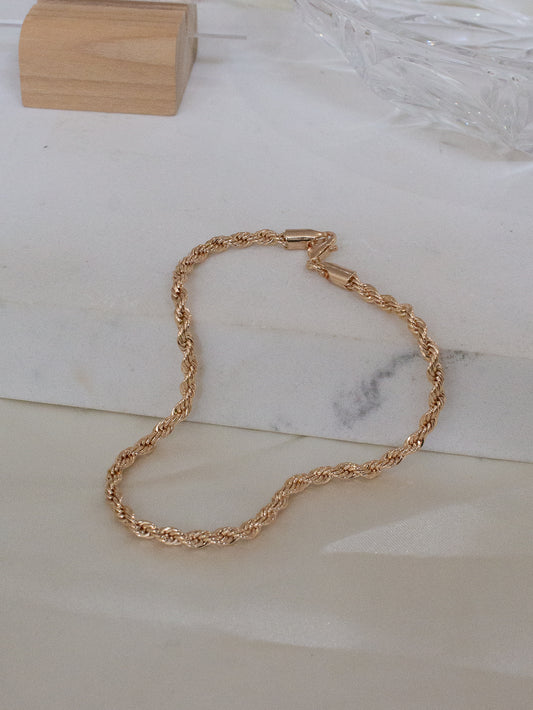 Shimmering Gold Rope Chain Anklet