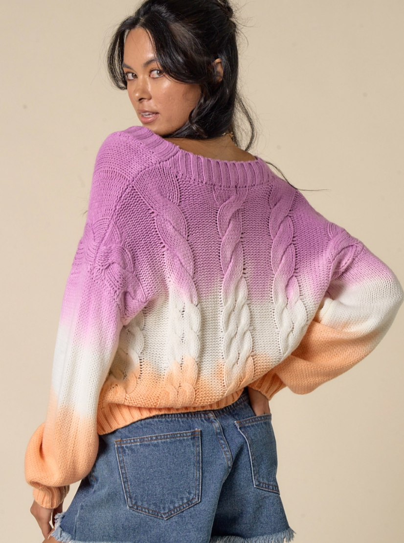 Purple & Orange Tie Dye Sweater