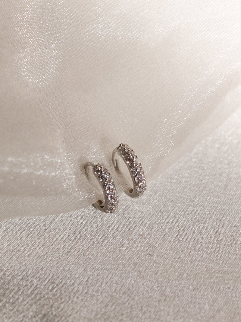 Small Silver Pave Hoops | Luv AJ Baby Pave Huggies