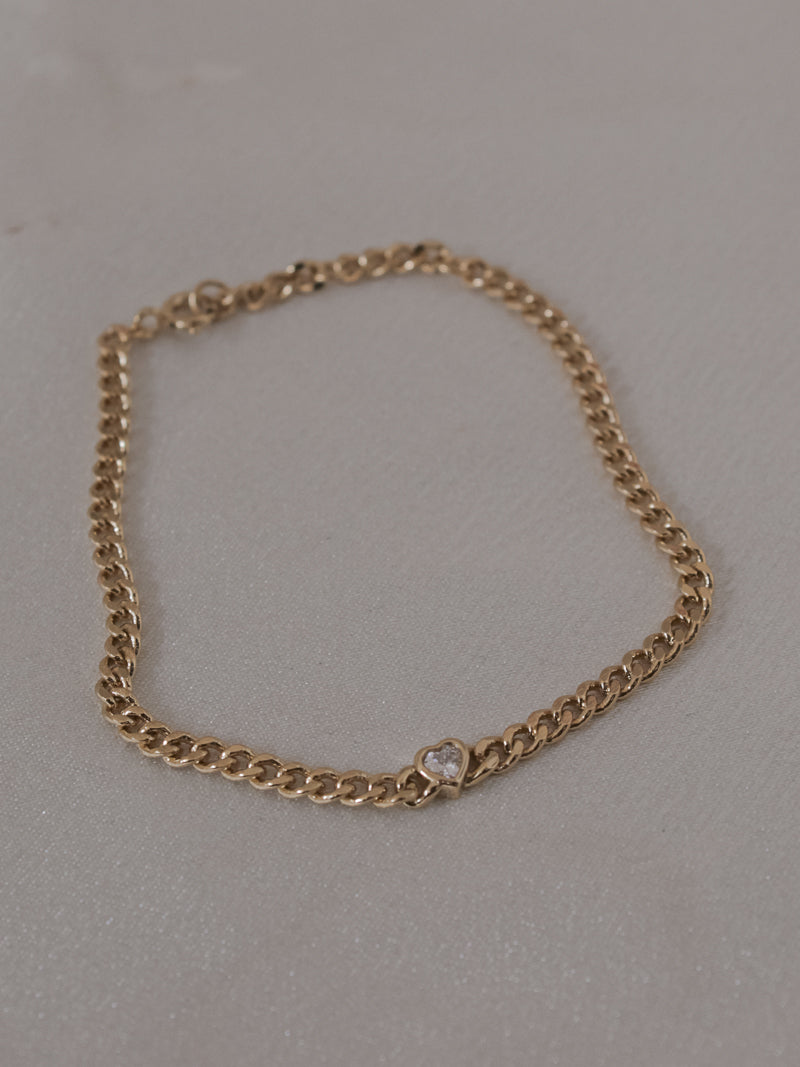 Gold Heart Charm Bracelet