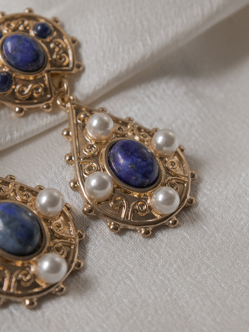 Pearl & Marble Gold Special Occasion Earrings