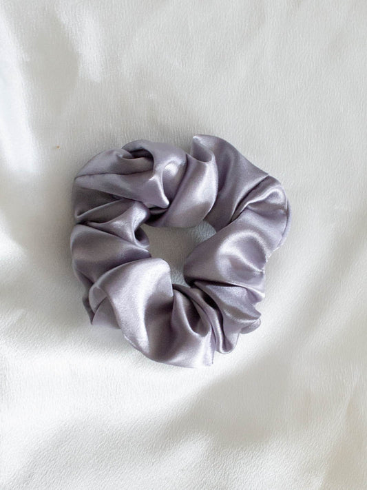 Silver Satin Scrunchie