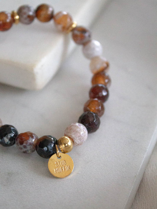 Fire Agate Gemstone Bracelet by Stud Muffin Boston