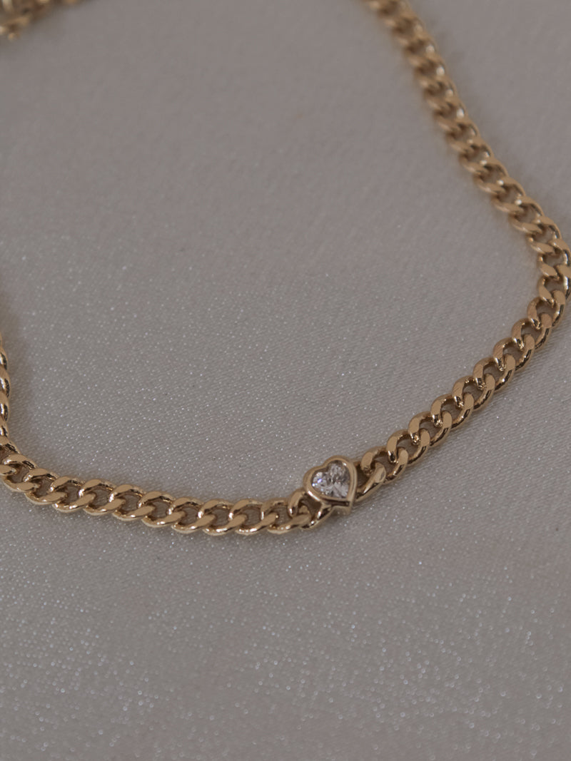 Gold Heart Charm Bracelet