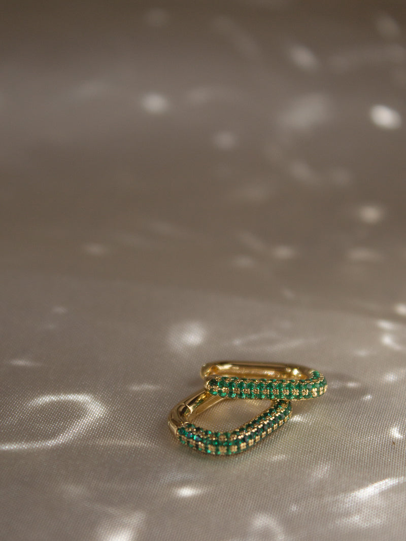 Green Chain Link Pave Hoop Earring | Luv AJ