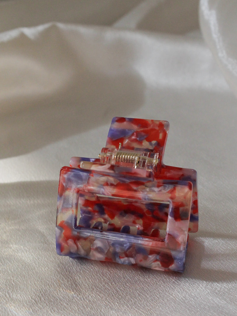 Red Marble Claw Clip