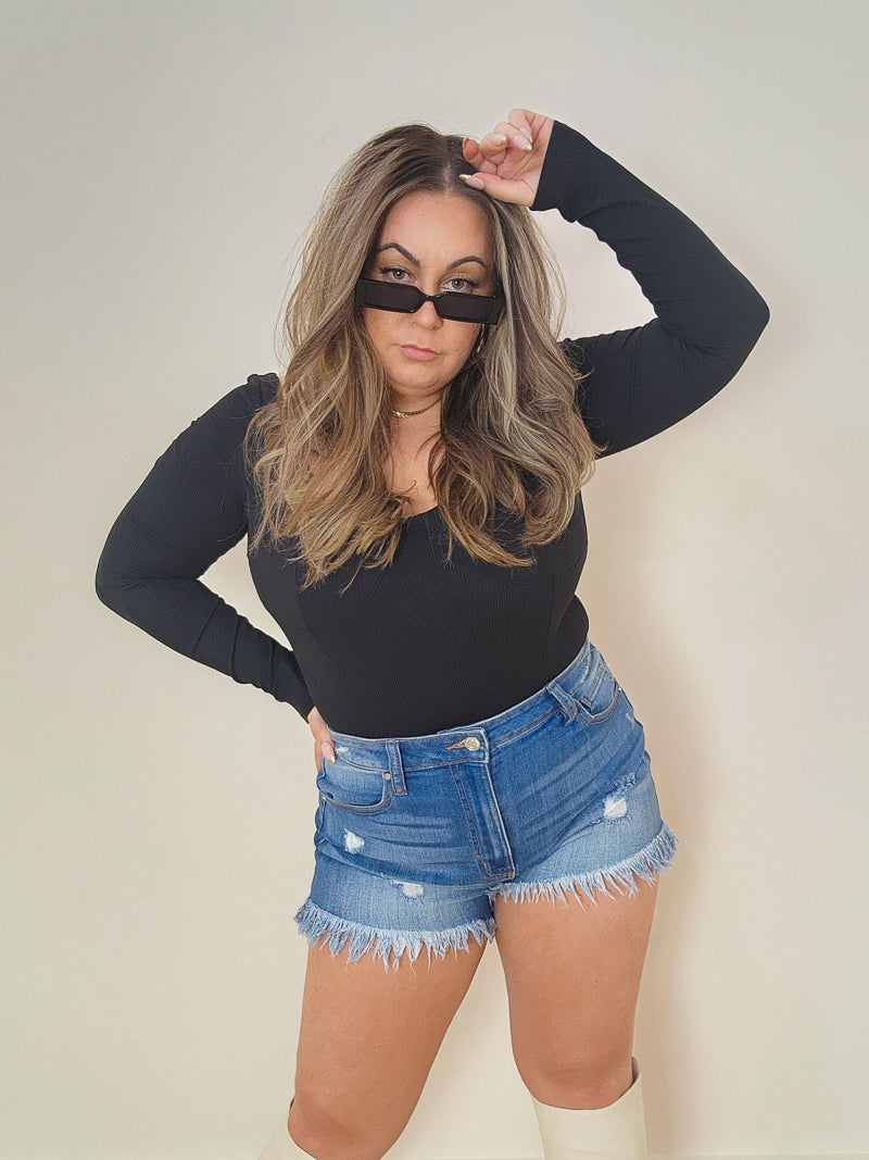 Sage The Label Black Ribbed Bodysuit