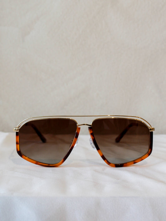 Eleventh Hour 11.3 oversized aviator sunglasses with a tortoise frame and brown gradient lens 