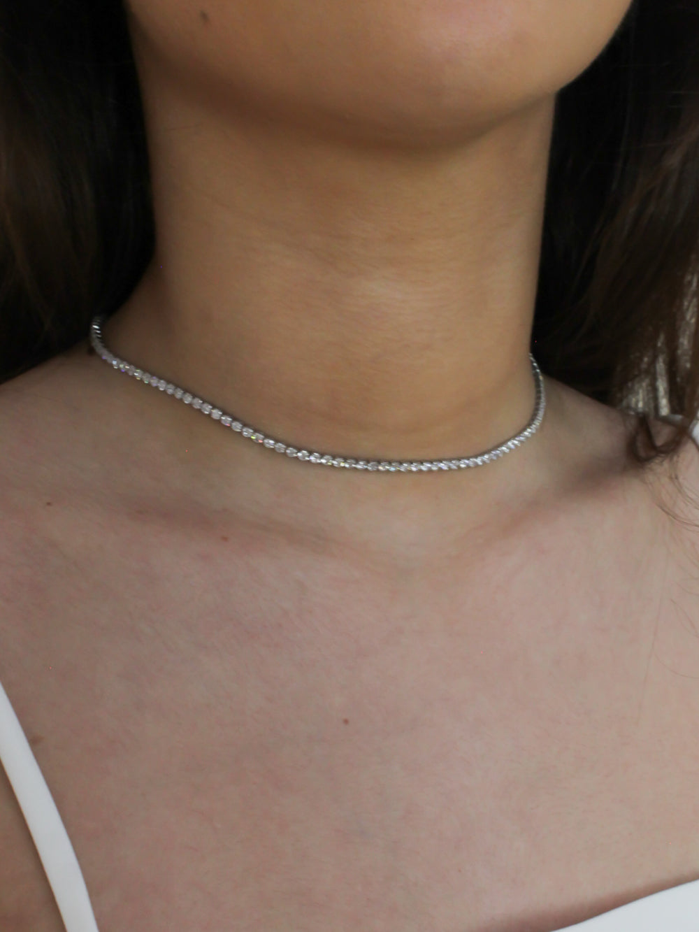 Silver Tennis Necklace for Women 