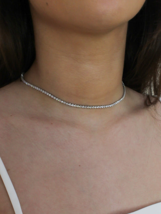 Silver Tennis Necklace for Women 