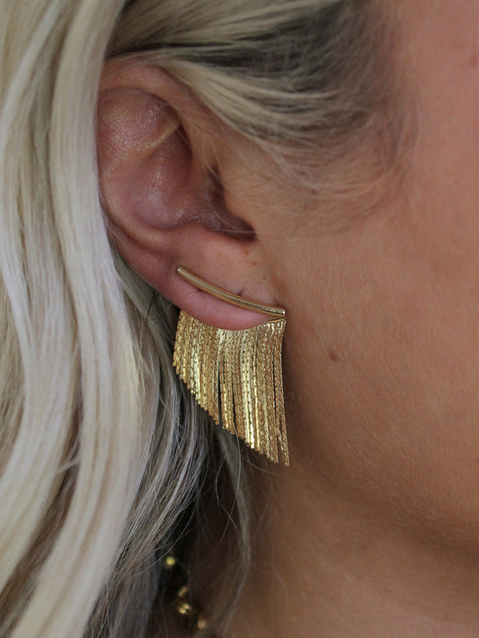 Gold Fringe Stud Earring 
