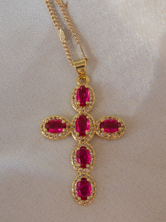 Pink Cross Necklace