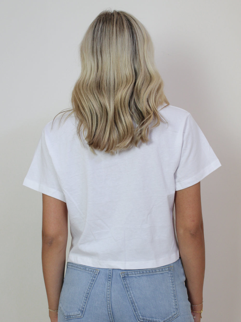 Basic white tee with a cropped hem