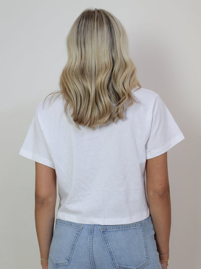 Basic white tee with a cropped hem
